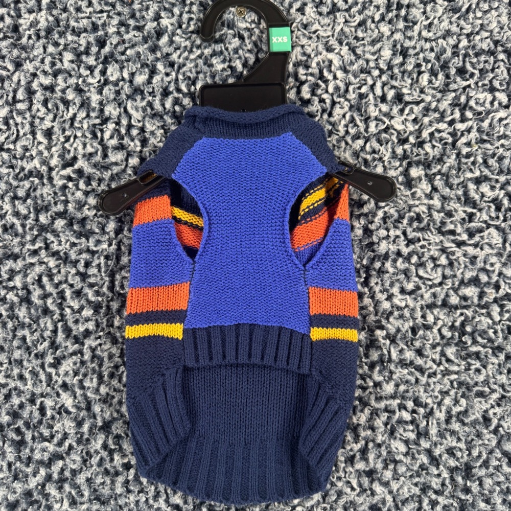 Youly The Student Pet Sweater Blue Striped Knit Dog Clothes XXS NWT